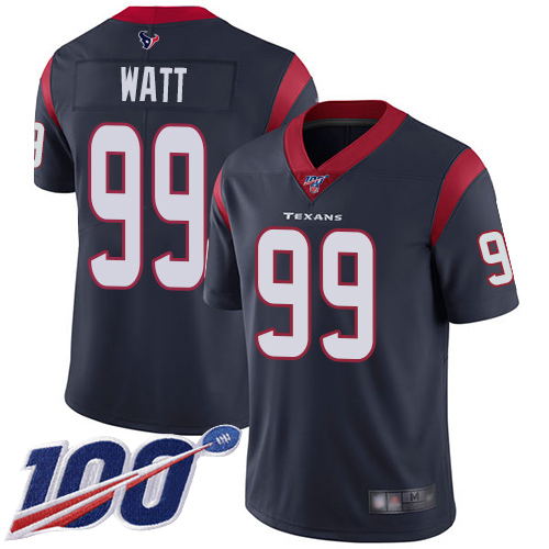 Houston Texans Limited Navy Blue Men J J Watt Home Jersey NFL Football 99 100th Season Vapor Untouchable
